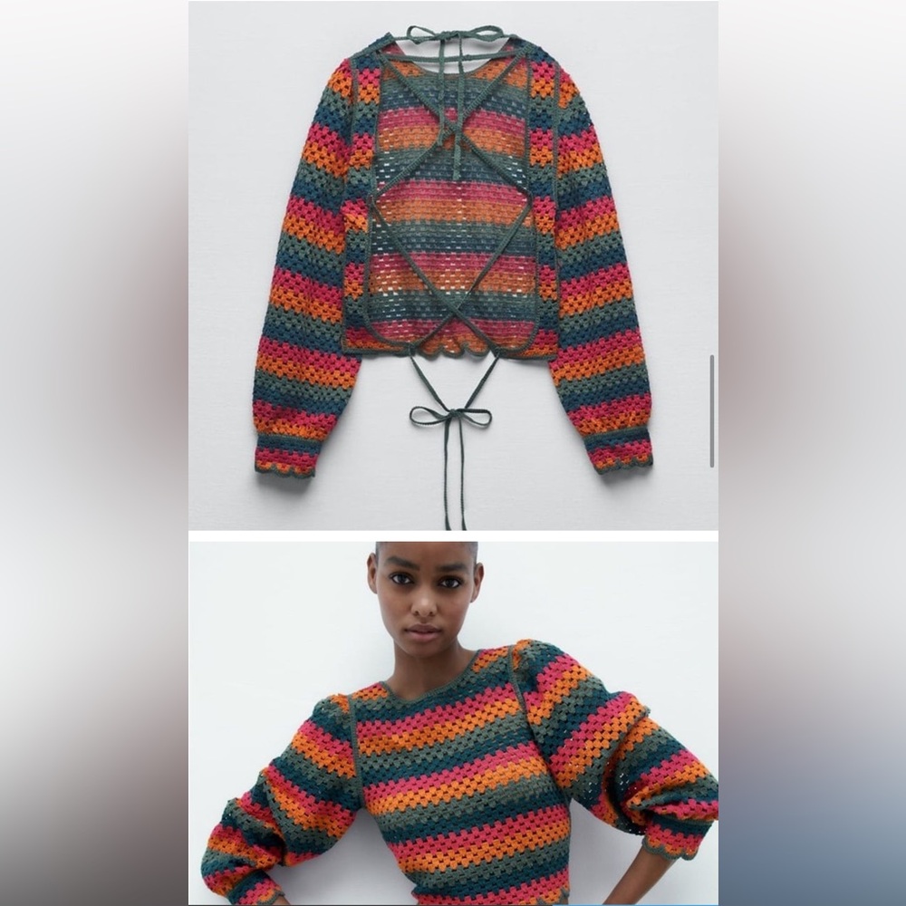ZARA OPEN BACK KNIT CROCHET TOP